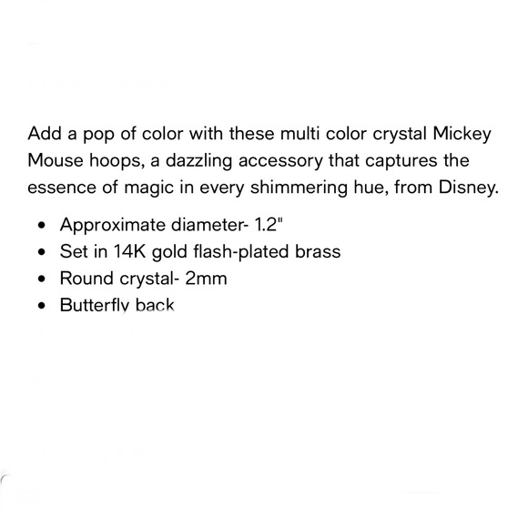 NWT DISNEY Crystal Mickey Mouse Hoop Earrings - Picture 7 of 7
